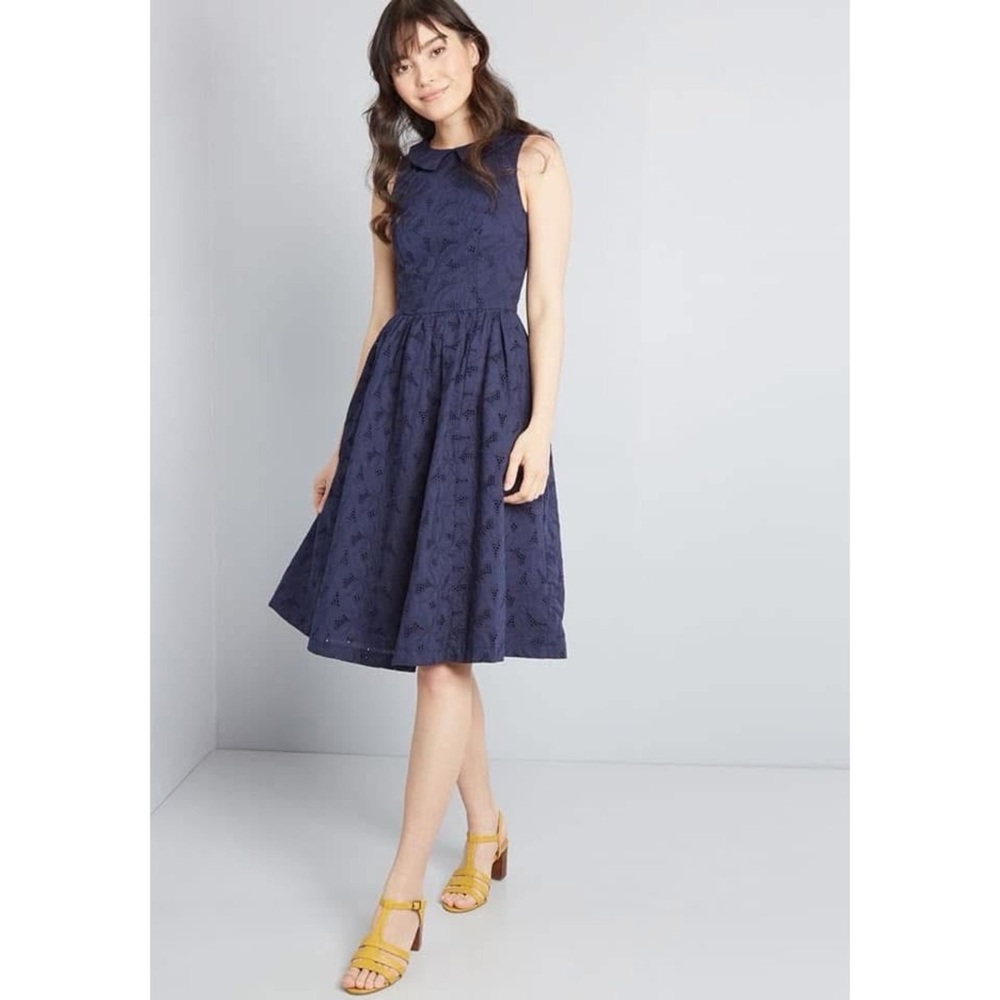 ModCloth Fortuitous Timing Cotton Eyelet A-Line Dress